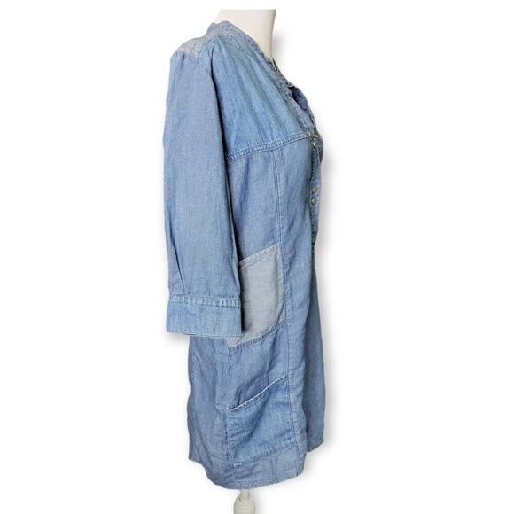 Etienne Marcel Women's Linen Blend Chambray Denim Shirt Dress Size XS - Picture 7 of 12